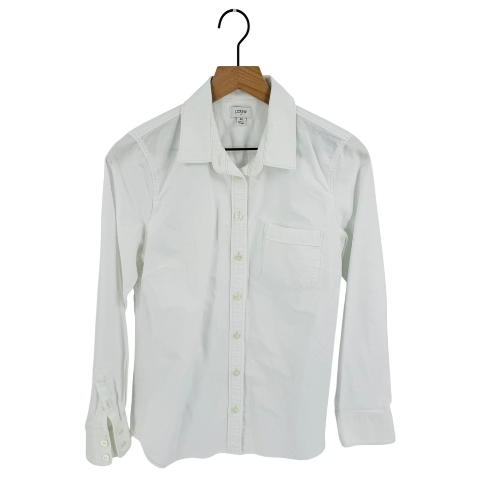 J.Crew Factory Button Down Shirt White Size M Cotton Classic Timeless Preppy
